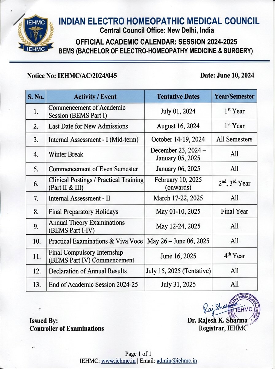 Examination Schedule