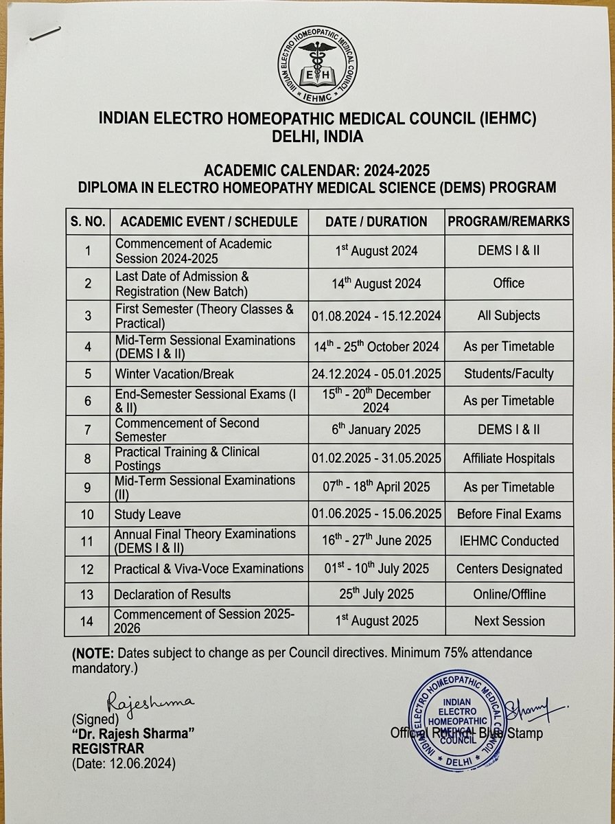 Academic Calendar